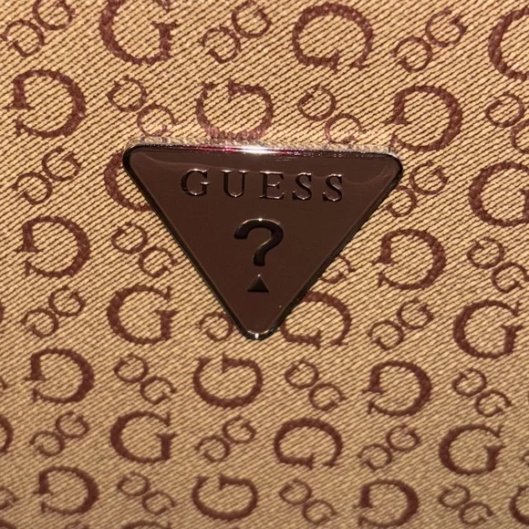 Guess Brown Monogram Cosmetic Bag/lunch bag..faux leather..brown..(NWOT) - Picture 2 of 4